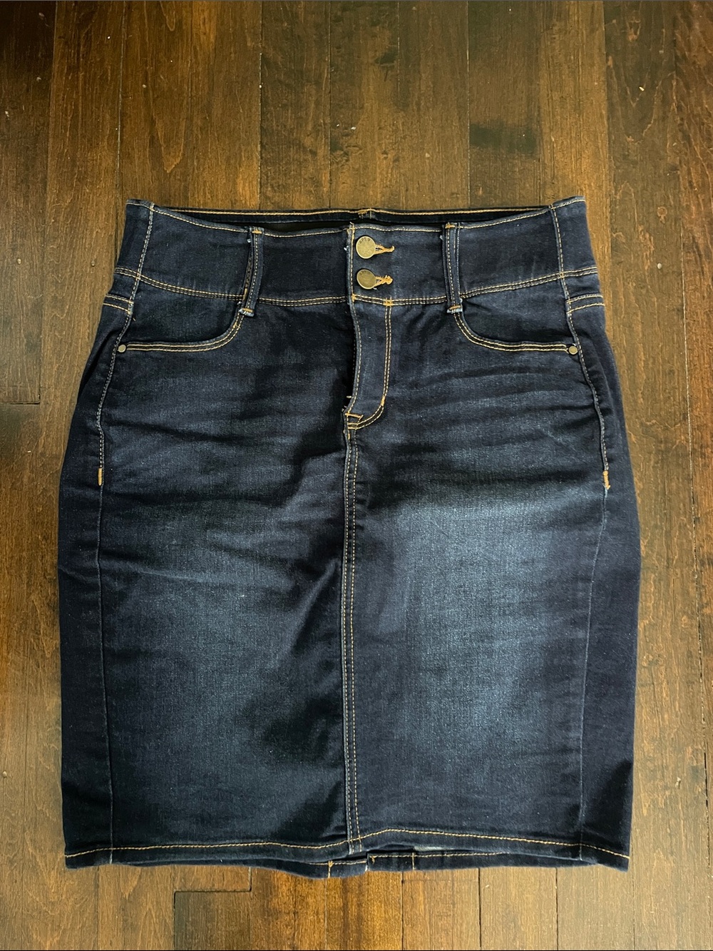 Apt. 9 Dark Blue Denim Pencil Skirt
